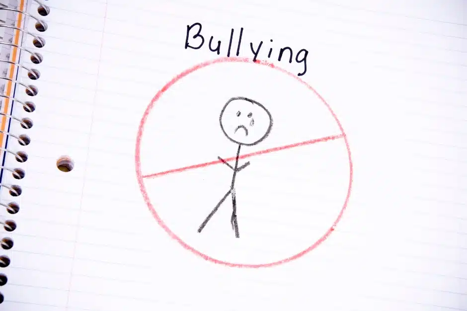 Talk to a Lawyer About Bullying, image of stick figure with red x through it with the word bullying