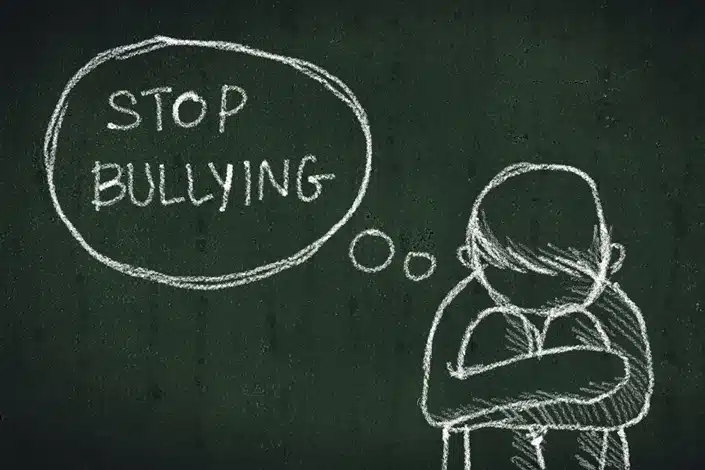 If Your Child is Being Bullied, Image of stop bullying written on chalkboard in thought bubble